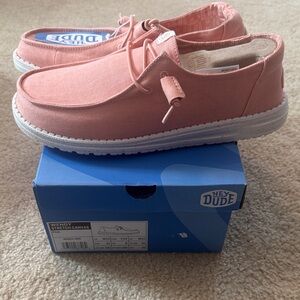 Hey Dude Coral Canvas Loafers